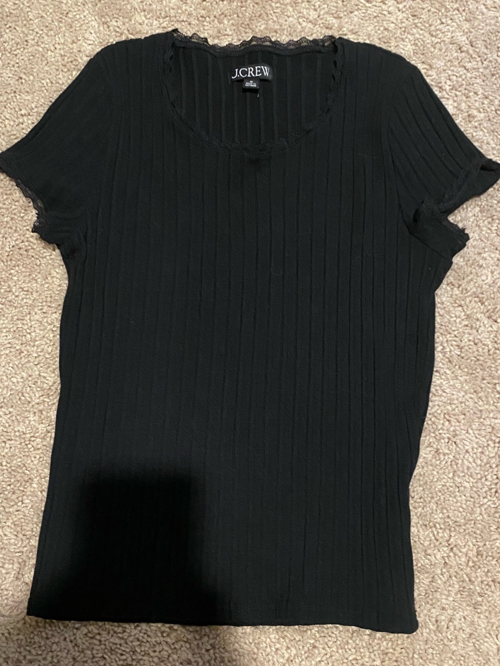 J. Crew Black Ribbed Short Sleeve Top